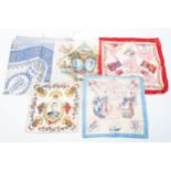 A collection of commemorative handkerchiefs.