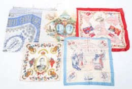 A collection of commemorative handkerchiefs.