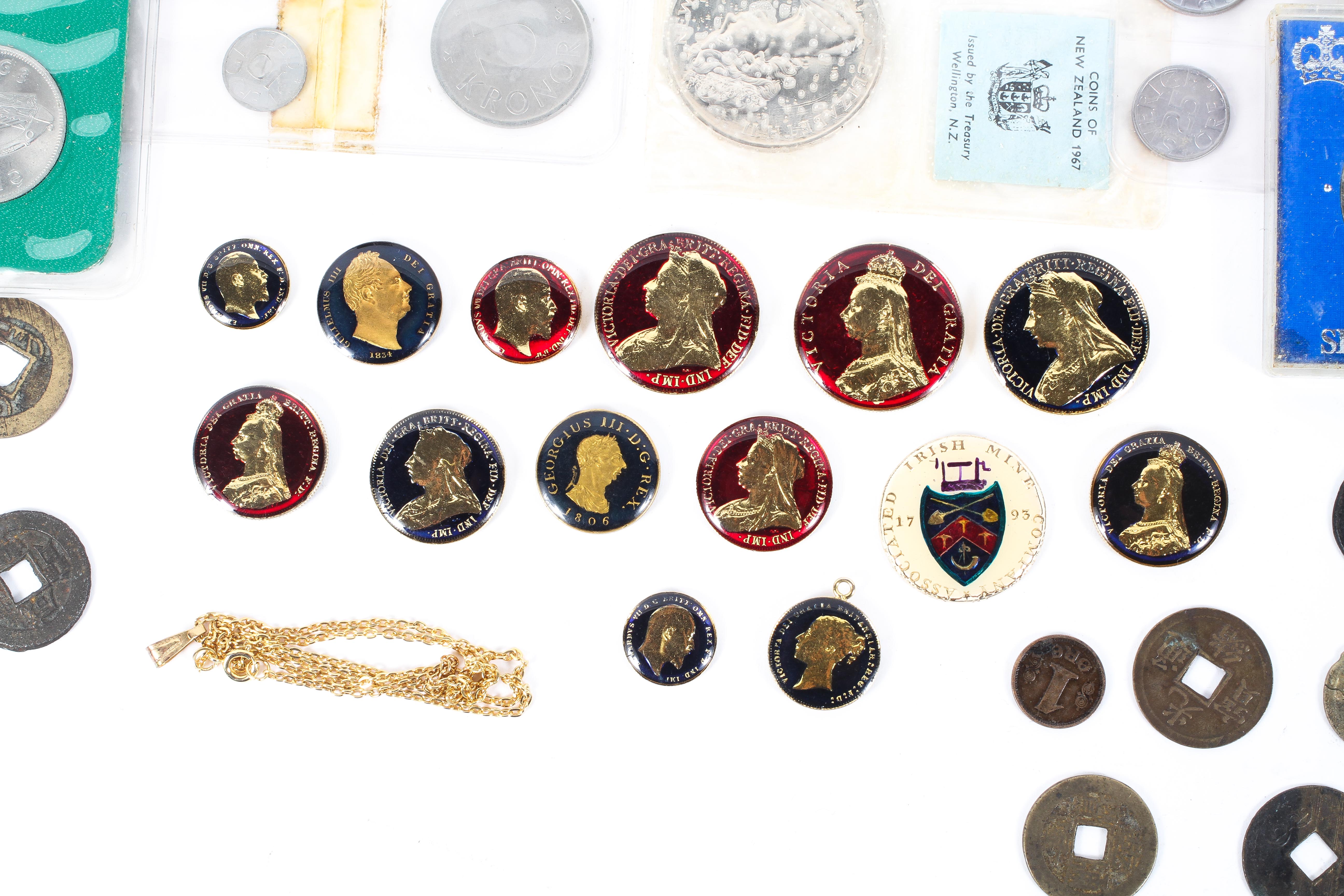 A collection of assorted coins. Including 15 enamelled coins and other assorted coins. - Image 3 of 3