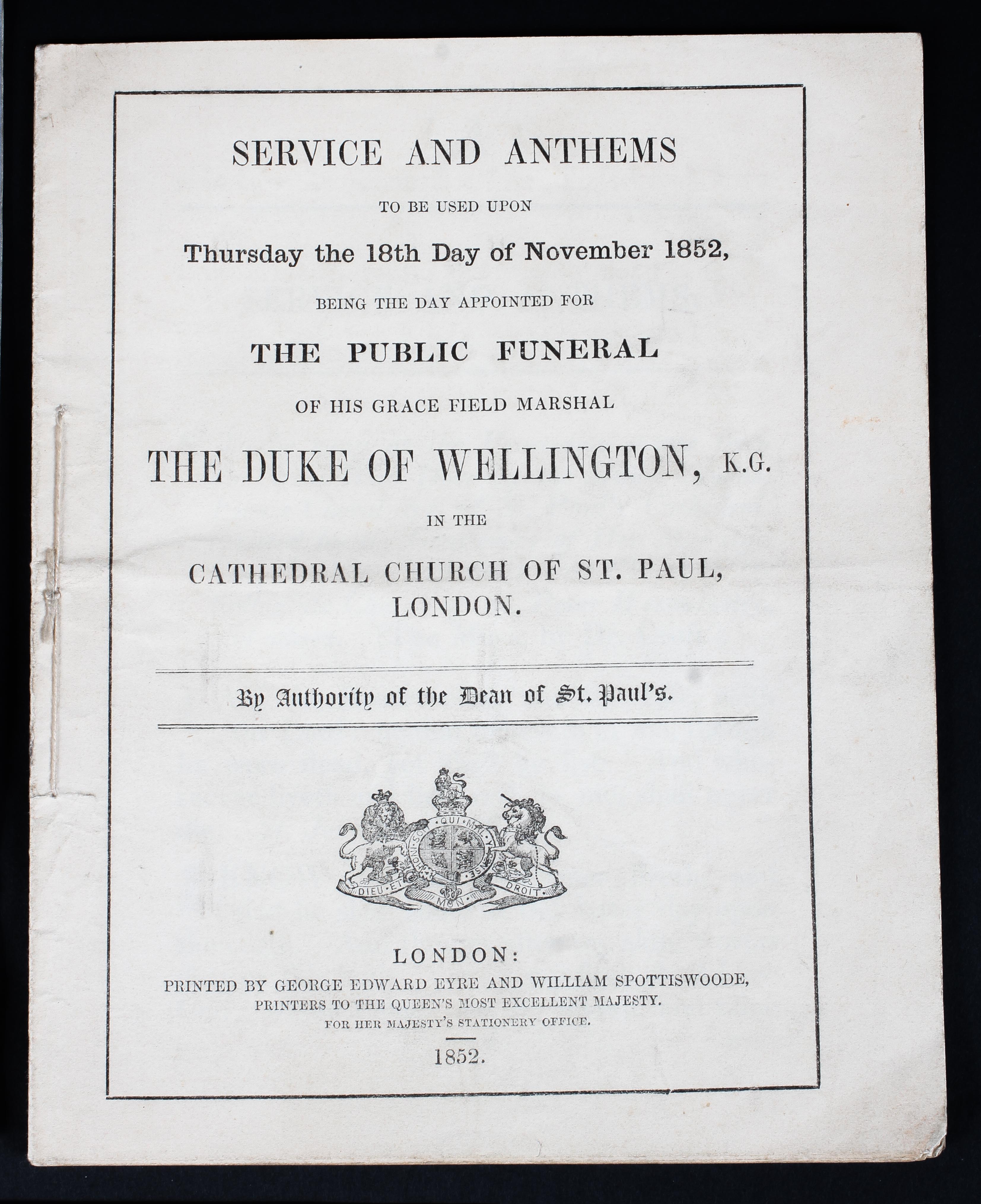 Ephemera relating to the funeral of the Duke of Wellington. To include a St. - Image 3 of 4