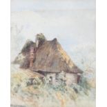 Attributed to Helen Allingham (1848-1926), a thatched cottage in landscape, watercolour.