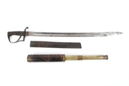 A 19th century sword sword and a telescope.