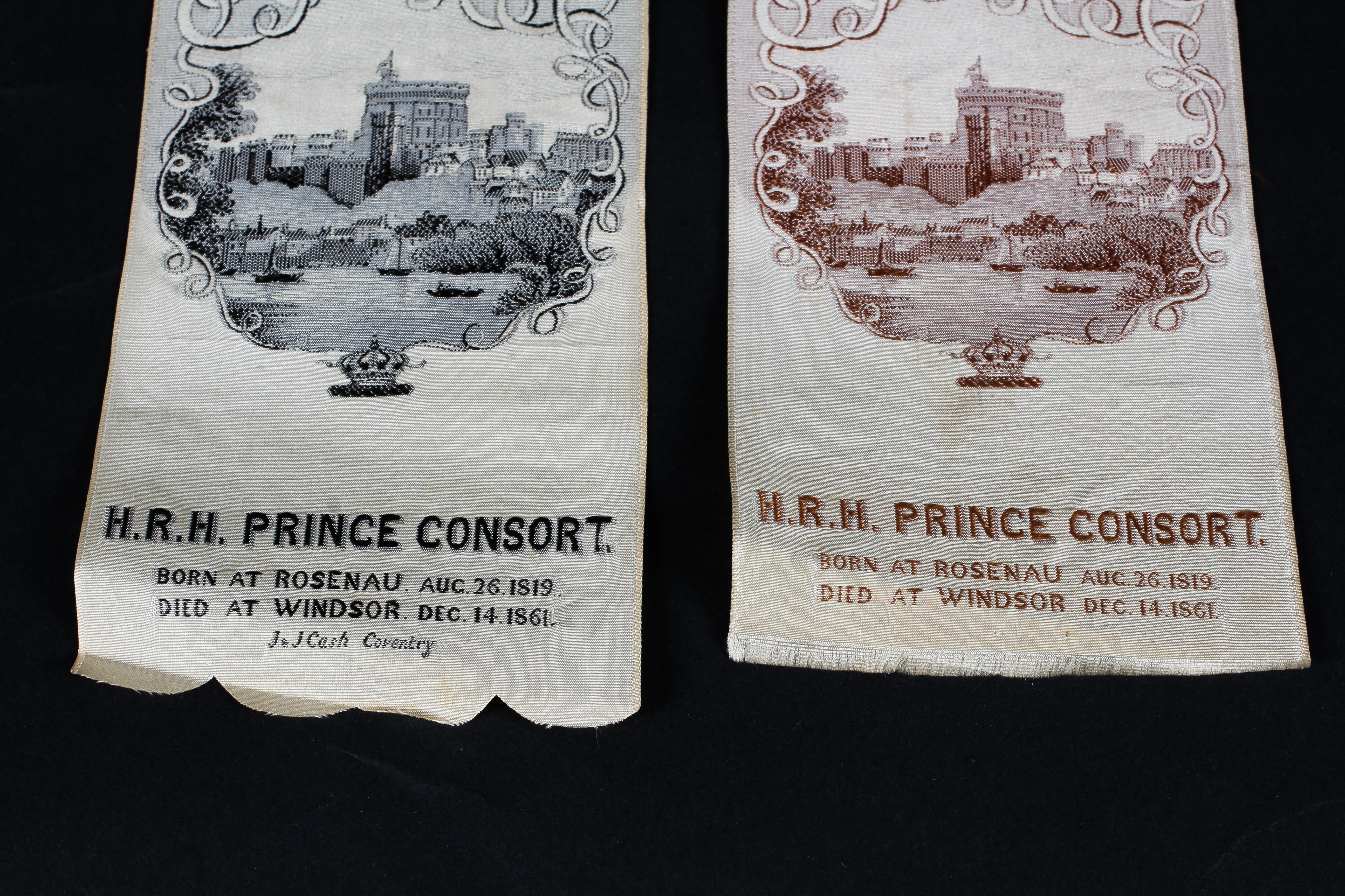 Two woven silk bookmarks by J & J Cash mourning Prince Albert. - Image 2 of 2