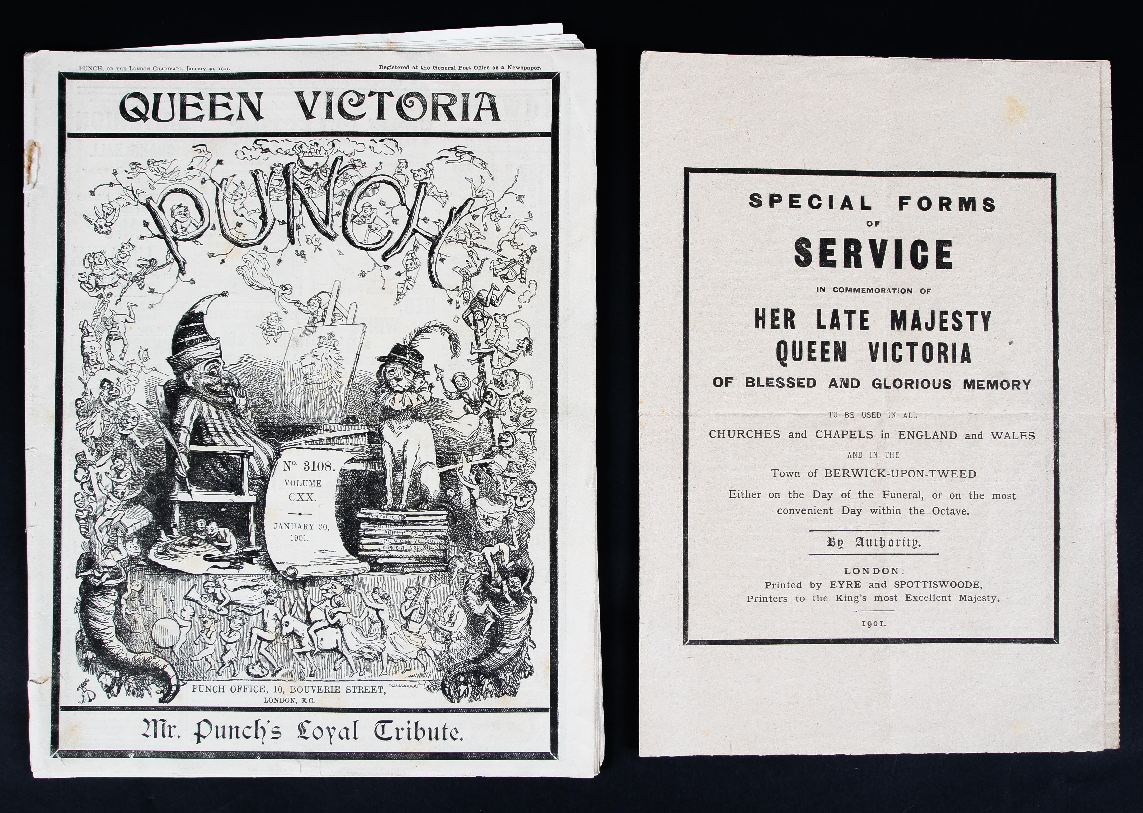 A Punch tribute magazine and a Special Form of Service both issued in commemoration Queen Victoria.