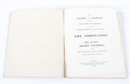 A copy of 'The Form and Order' of the Service for the coronation of Queen Victoria.