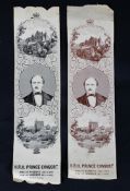 Two woven silk bookmarks by J & J Cash mourning Prince Albert.