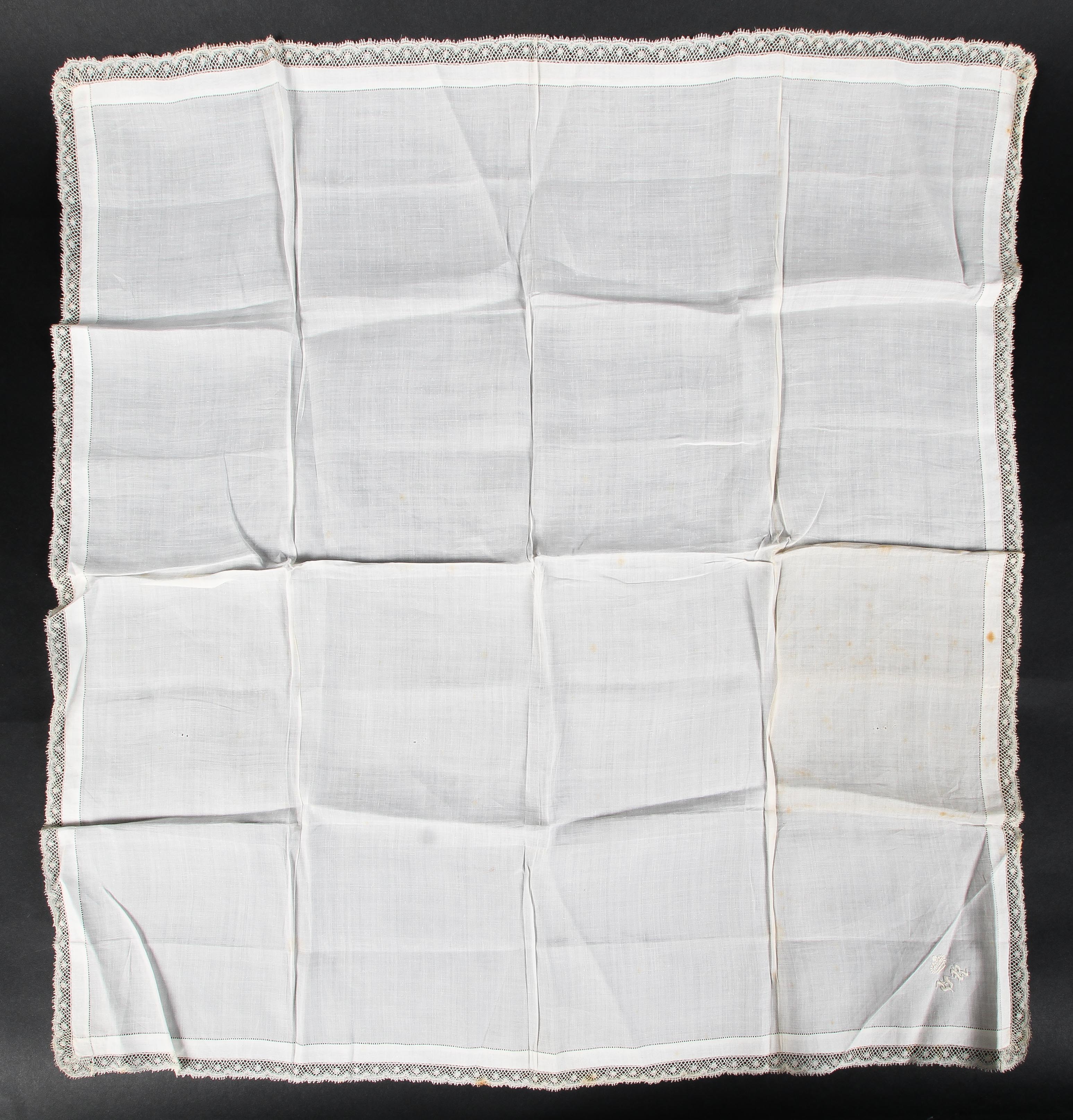 A large lawn handkerchief once belonging to Queen Victoria.