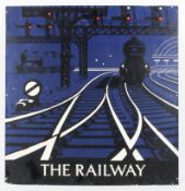 A enamel sign 'The Railway'.