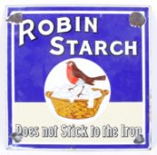 A Robin Starch Does Not Stick to the Iron enamel sign.
