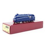 A boxed OO gauge Chinese racing blue steam locomotive.