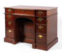 A Limited Edition mahogany 'No 10 Downing Street, London' George II style kneehole desk.