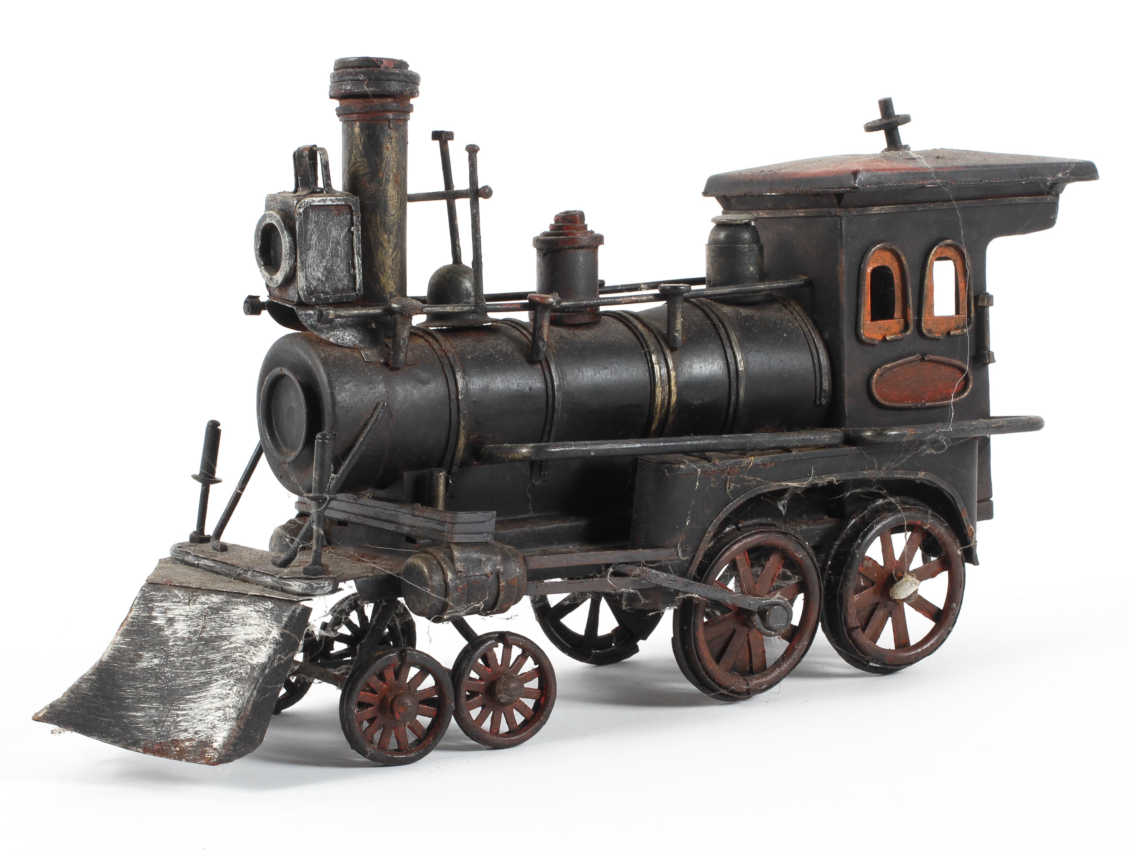 A tin plate model of an American 19th century steam engine.