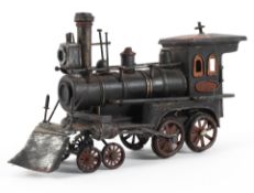 A tin plate model of an American 19th century steam engine.