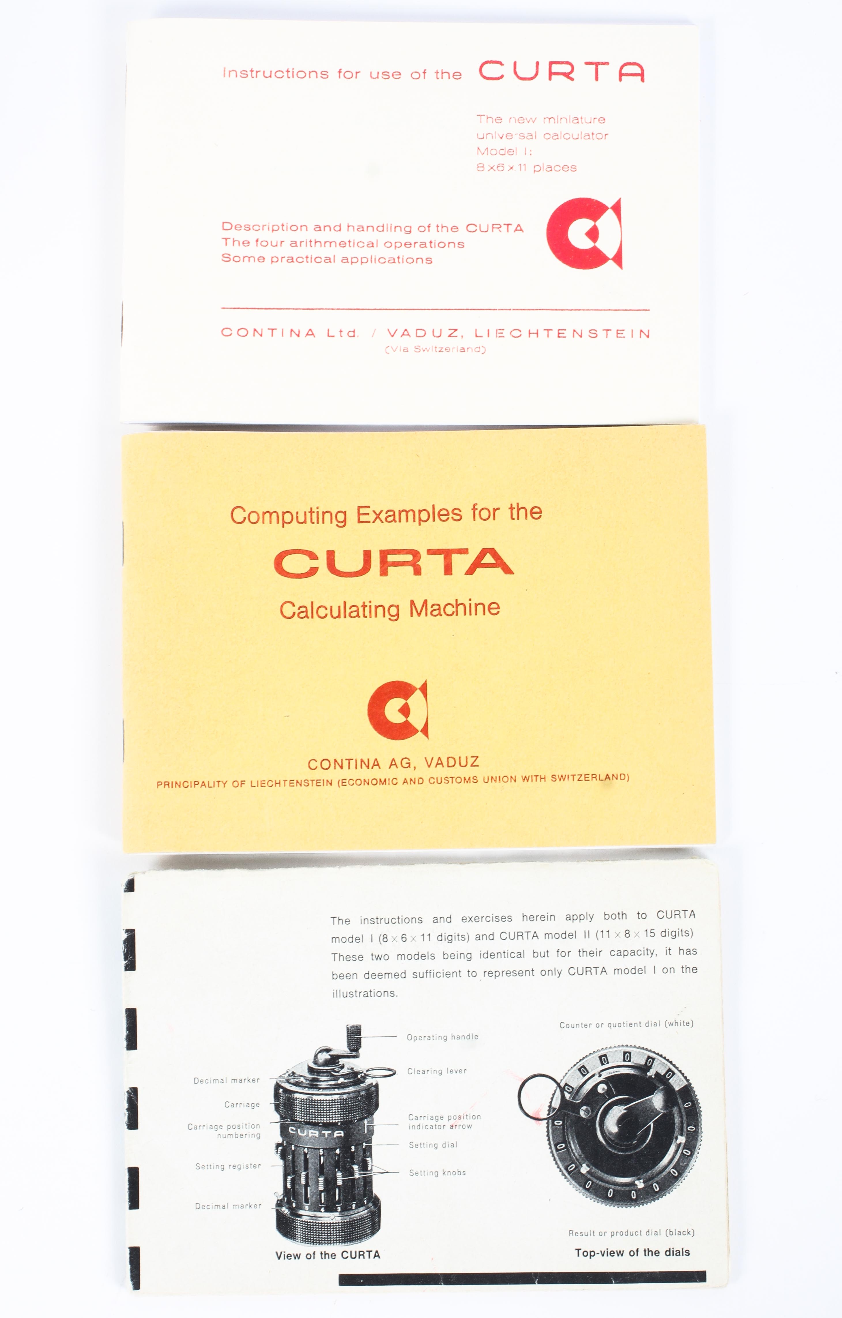 A Curta Mark 11 Calculator Serial No 539610. With associated case and instructions. - Image 3 of 8