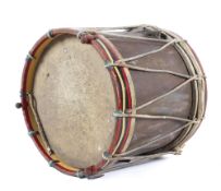 A painted mid-century military rope bound drum. Engraved AM Premier/1941, L37cm, 38cm diam.