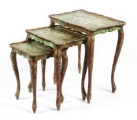 A nest of three Florentine occasional tables, mid-century.