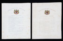 Two Buckingham Palace concert programmes from the reign of Queen Victoria.