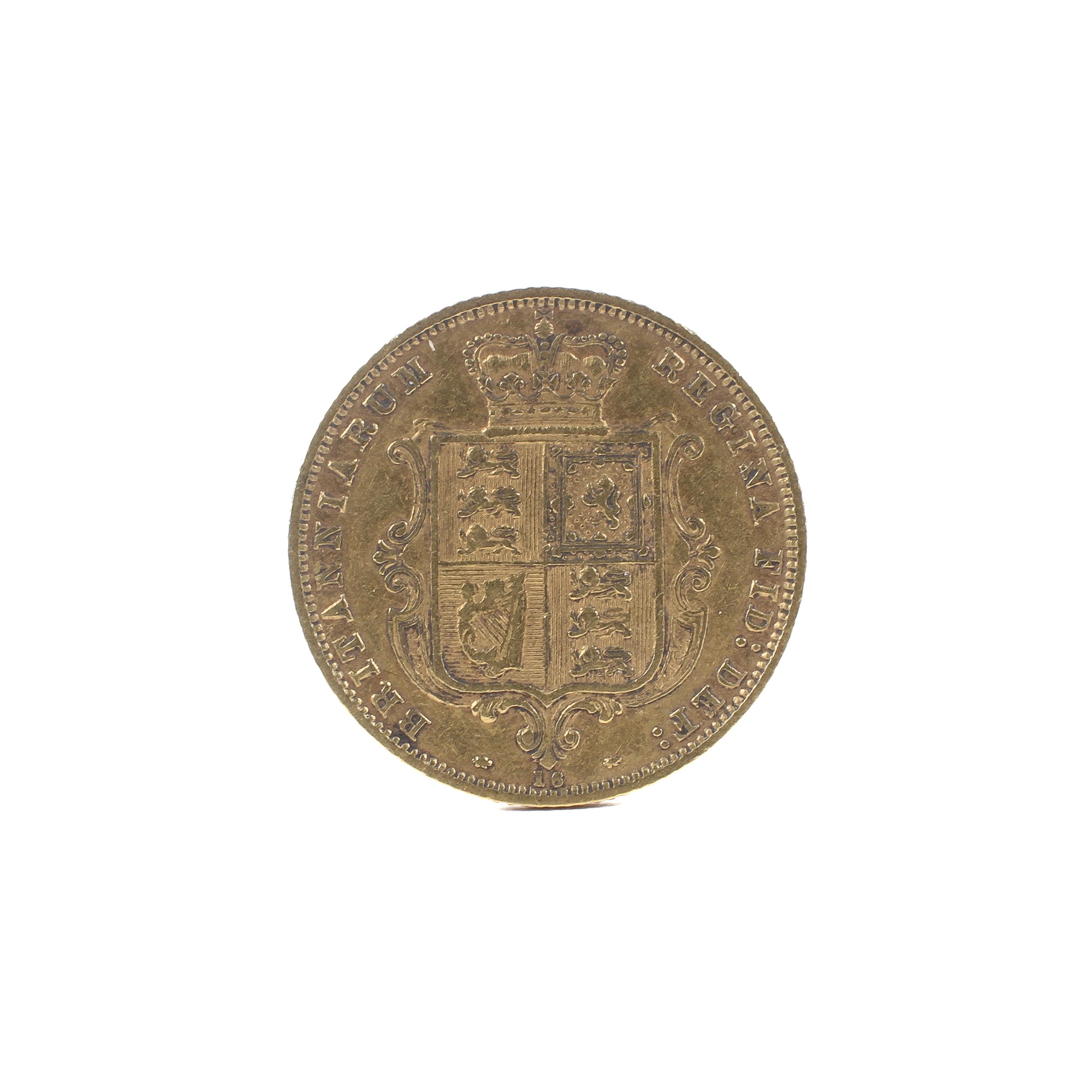 A Victoria young head shield back 22ct gold half sovereign. Dated 1876, weight 4g. - Image 2 of 2