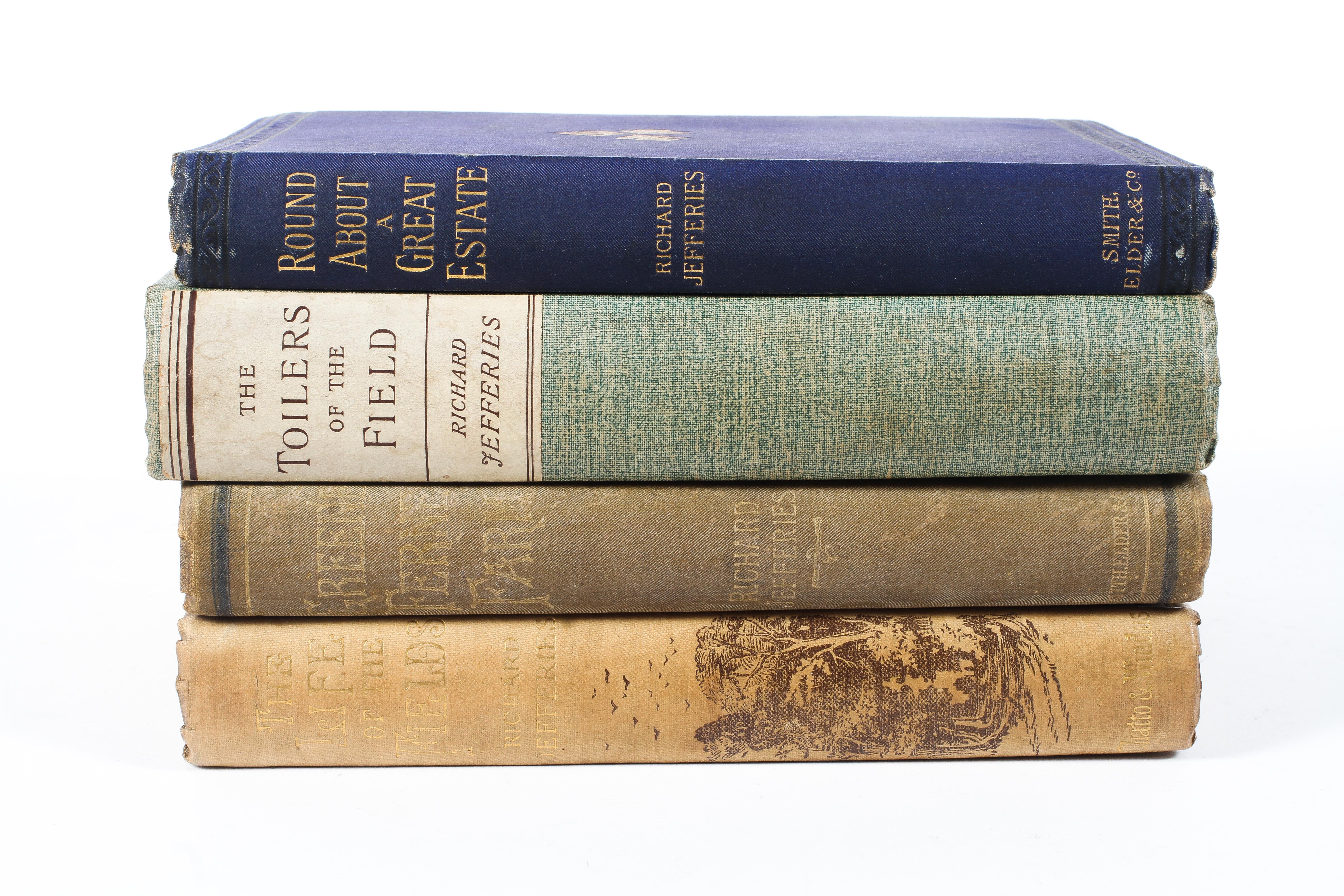 A collection of five vintage Richard Jefferies volumes.