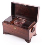A 19th century rosewood carved teacaddy.