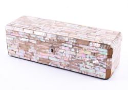 An early 20th century mother-of-pearl mounted canted rectangular box.