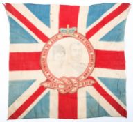 An antique commemorative flag. The central cartouche printed with the words 'H.R.H.