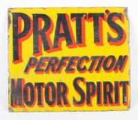 A vintage Pratt's Perfection Motor Spirit double sided enamel sign.