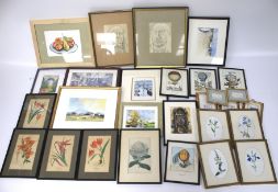 An assortment of prints and watercolours.