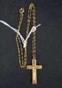 A 9ct gold crucifix and chain.