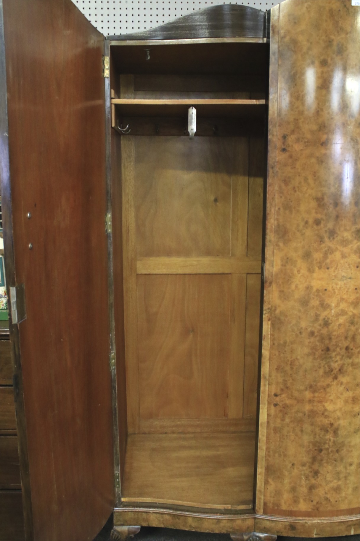 An Art Deco burr walnut triple-door wardrobe. - Image 2 of 4