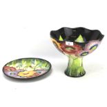 A Moorcroft style ceramic bowl and dish by Sky Blue.