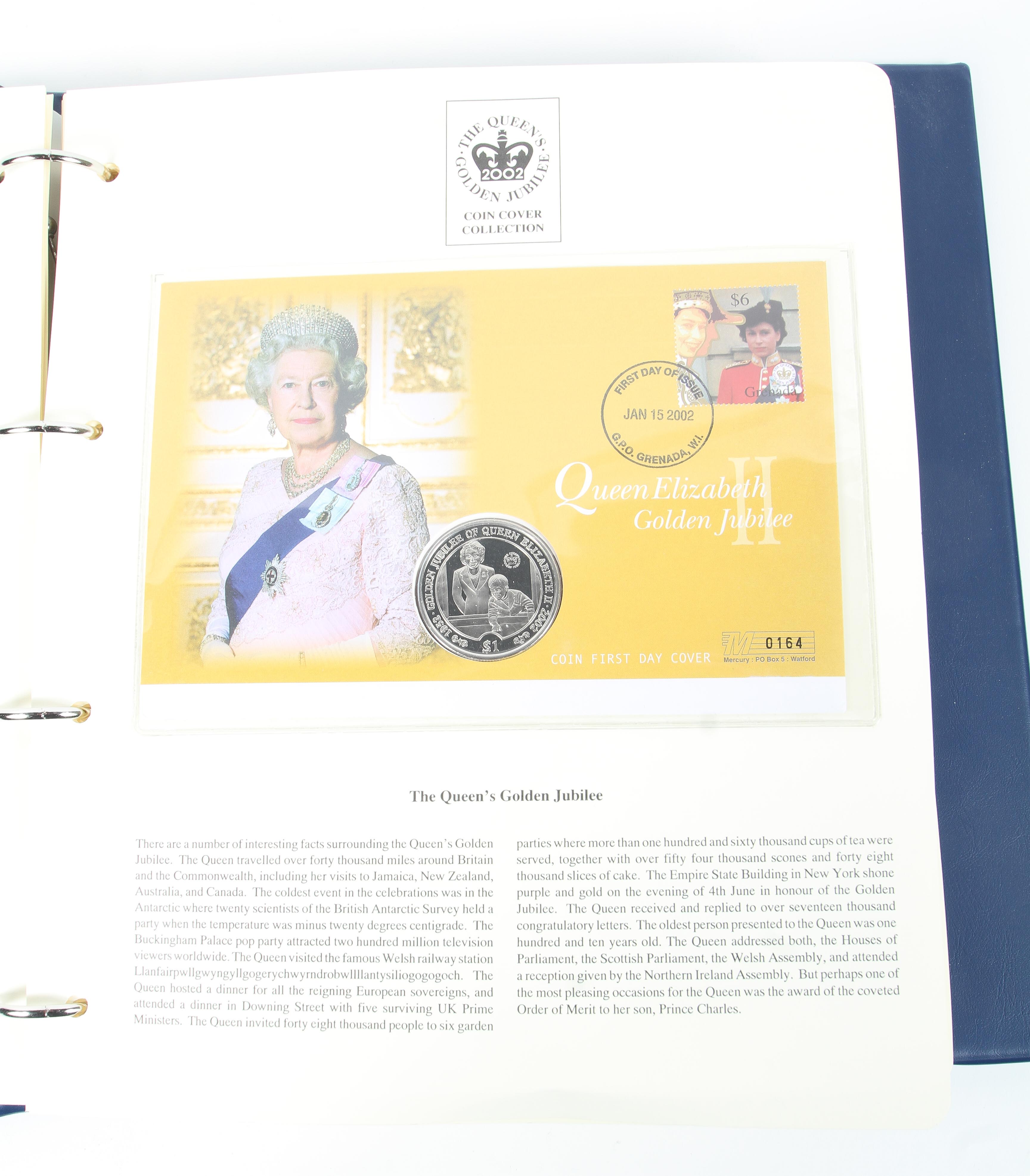 Two folders containing The Queen's Golden Jubilee Commemorative Coin Cover Collection. - Image 2 of 5