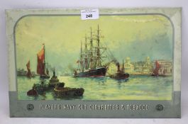 A vintage metal Players Navy cut cigarettes & Tobacco advertising sign. Depicting boats 24.