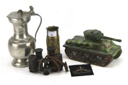 An assortment of military collectables.