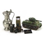 An assortment of military collectables.