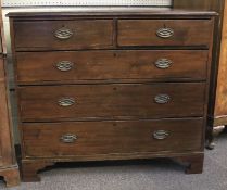 A mahogany chest of two short over three long drawers.