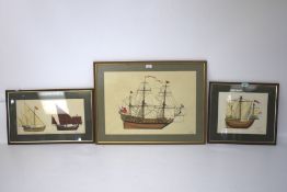 Three 20th century maritime paintings.