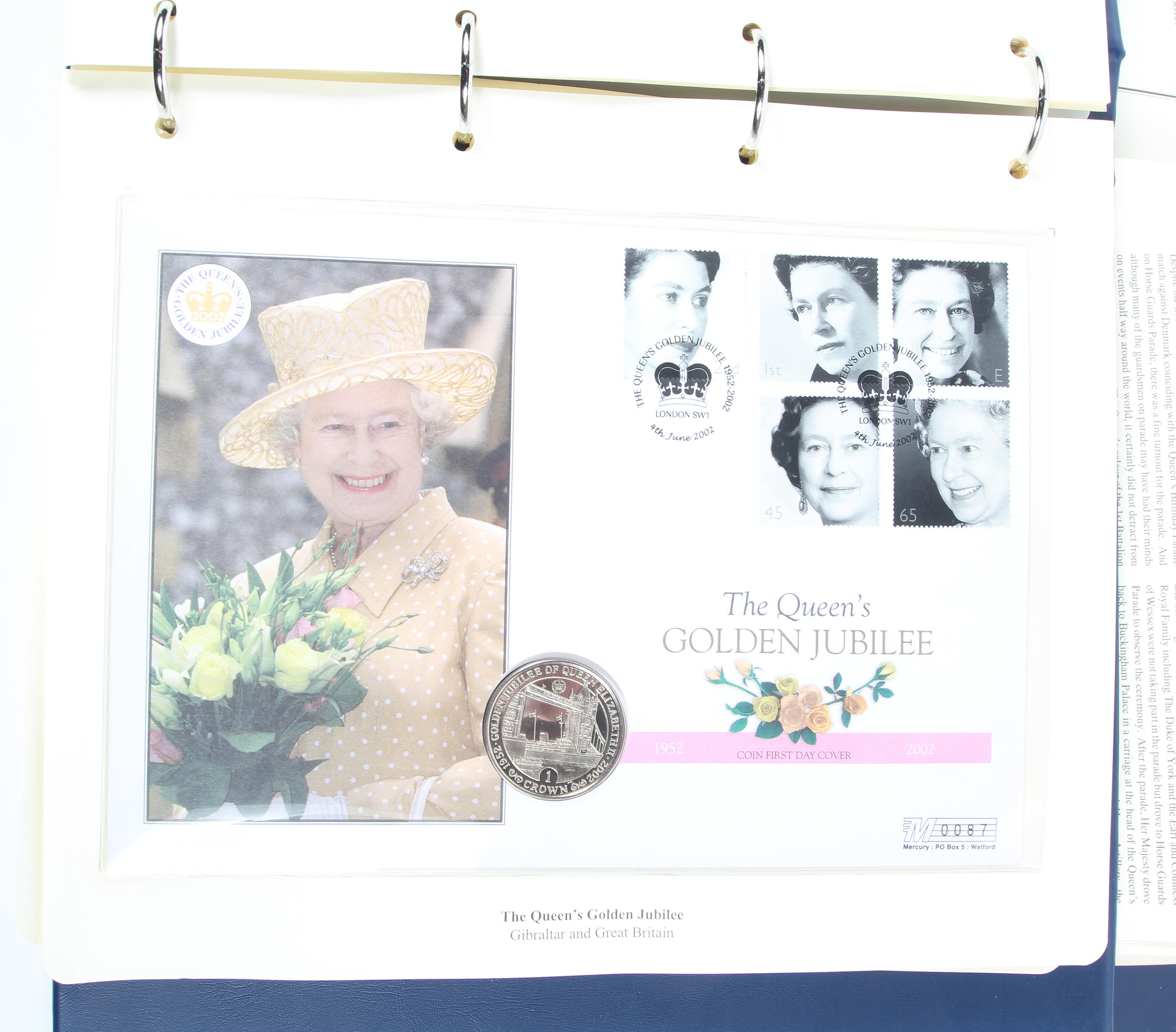 Two folders containing The Queen's Golden Jubilee Commemorative Coin Cover Collection. - Image 3 of 5