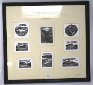 Eight wood engravings by Jill Barker.