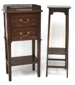 A mahogany jardiniere stand and a 20th century bedside unit.