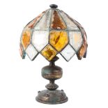 A 20th century Tiffany style gilt-metal mounted table lamp.