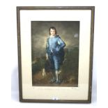 An early 20th century print of Thomas Gainsborough's 'Blue Boy', 32cm x 45cm, framed and glazed,