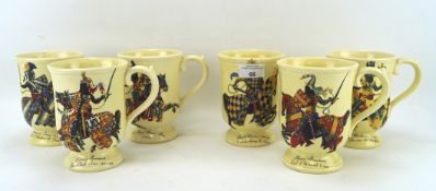 Six Sylvac tankards.