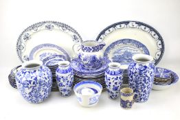 An assortment of 20th and 21st century blue and white ceramics.