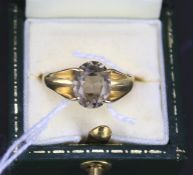 A 9ct gold and smoky quartz ring. Size P, weight 2.