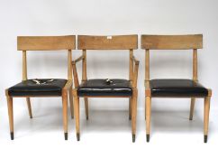 Three vintage beech chairs.