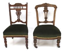 Two late 19th century mahogany nursing chairs.