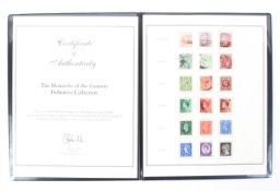 A Westminster Collection Ltd folder containing a Monarchs of the Century Definitive Stamp
