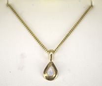 A 9ct gold MG Welch pendant necklace. The pendant set with an opal, weight 4.