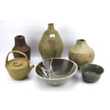 Six pieces of studio pottery.